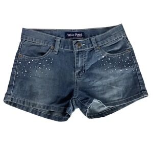 Miss Jeans Kids Girls Denim Shorts Embellished Sparkle Size 14 Blue Rhinestones